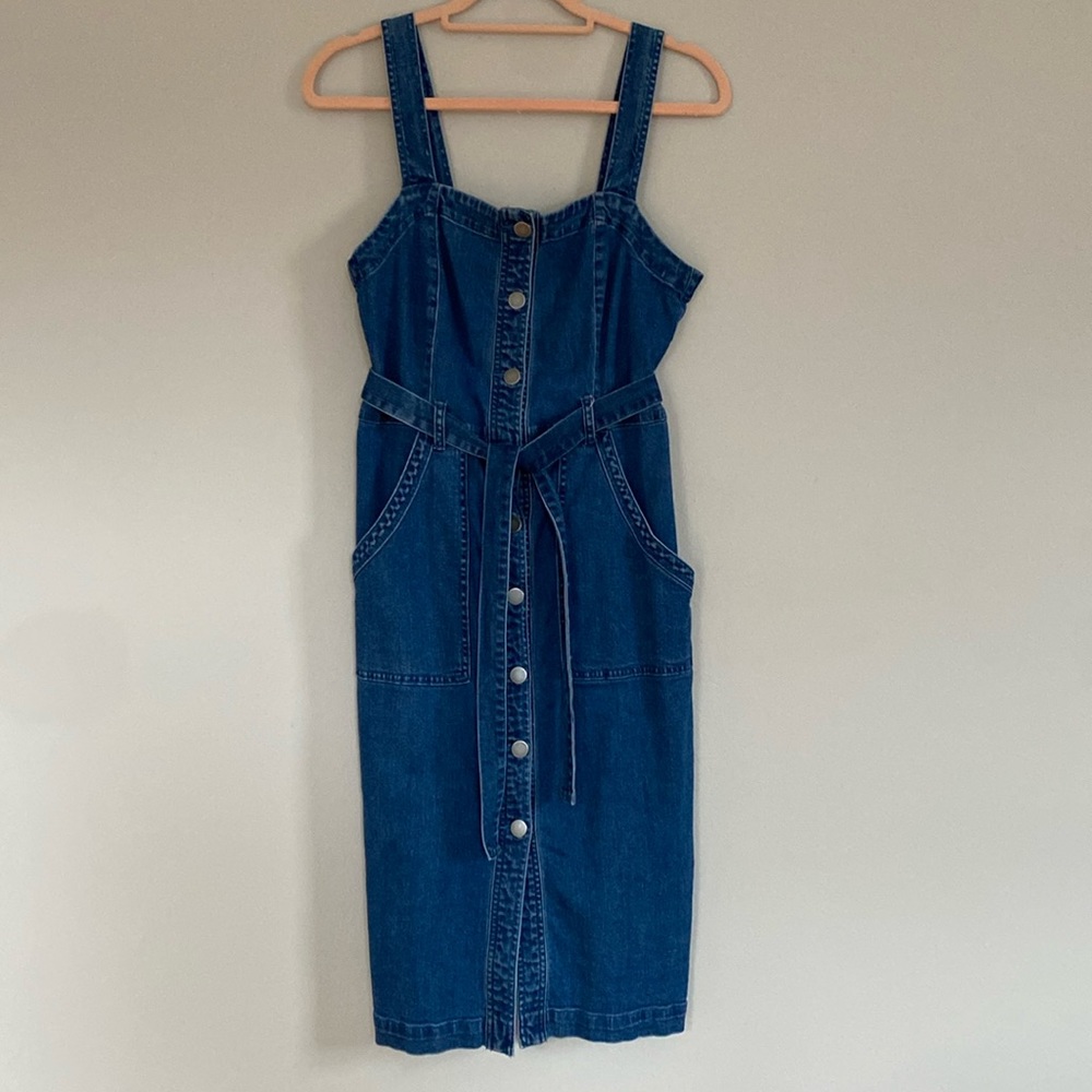ONLY square neck button up denim dress
